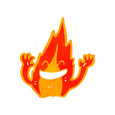 Retro çizgi film alev karakteri