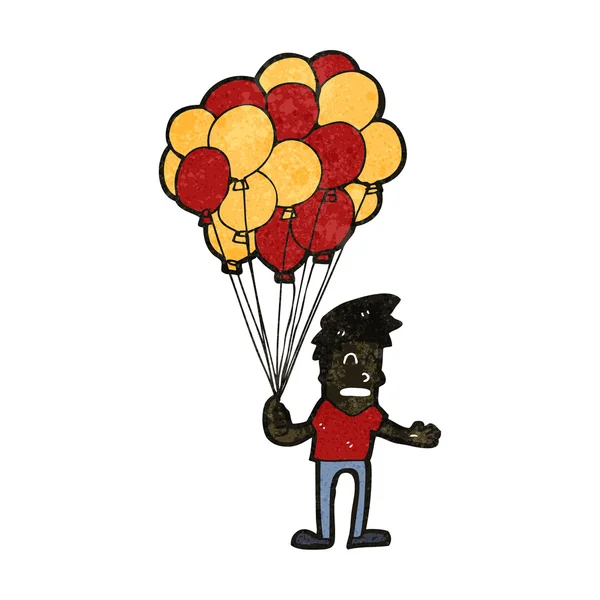 Retro cartoon man verkoop van ballonnen — Stockvector