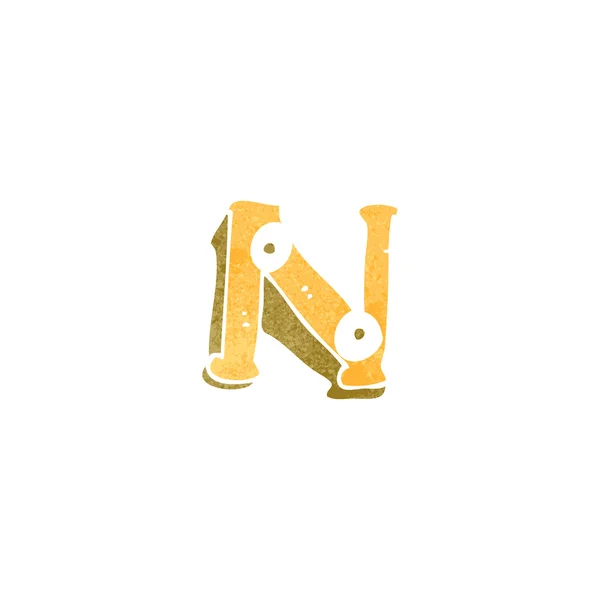 Retro kreslený písmeno n s očima — Stockový vektor