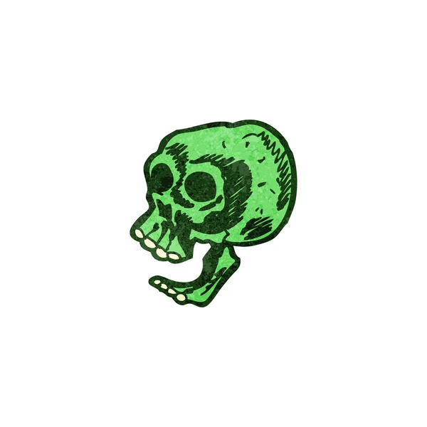Cráneo verde de dibujos animados retro — Vector de stock