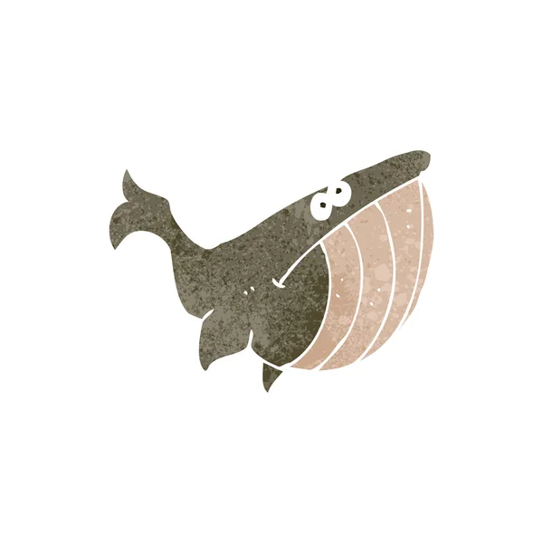 Retro kreslený nešťastná velryba — Stockový vektor