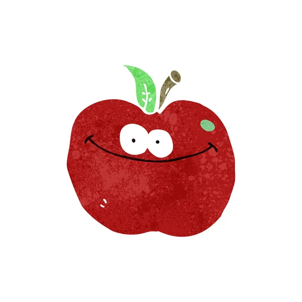 Desenhos animados retro maçã feliz louca — Vetor de Stock
