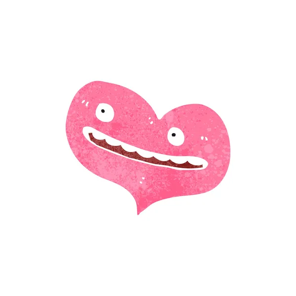 Retro cartone animato sorridente cuore — Vettoriale Stock