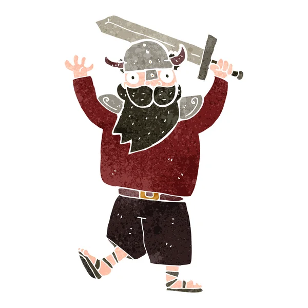 Retro cartoon medieval raider — Stock Vector