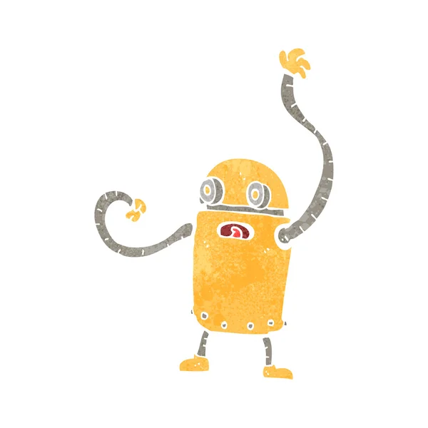 Retro pequeño robot de dibujos animados — Vector de stock