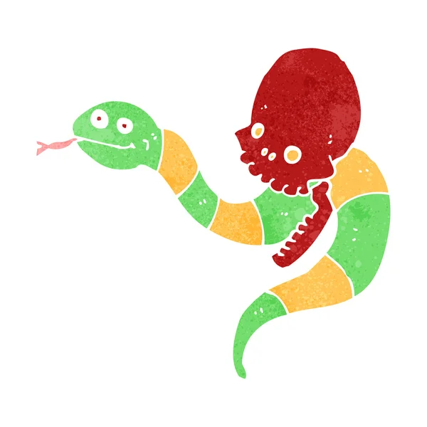 复古卡通诡异蛇和头骨 — 图库矢量图片