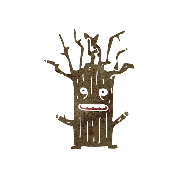 Retro kreslený Zimní strom charakter — Stockový vektor