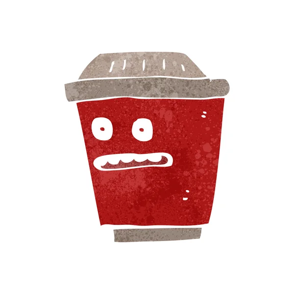 コーヒー カップのレトロな漫画のキャラクター — ストックベクタ