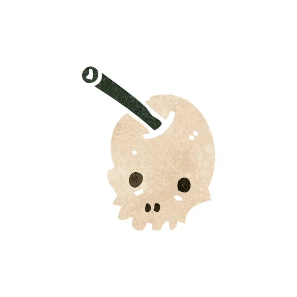 Retro desen animat craniu fructe — Vector de stoc