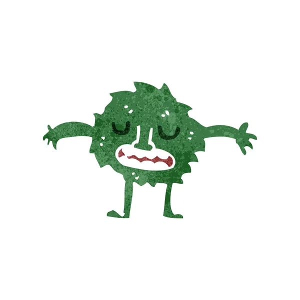 Retro cartoon little green monster — Stock Vector