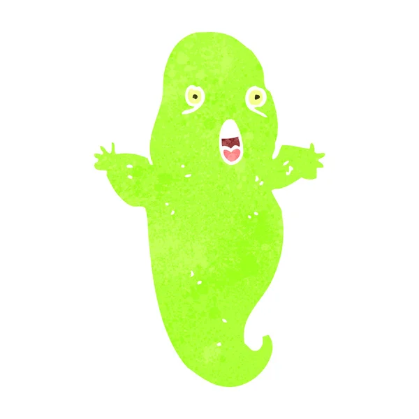 Retro tecknad läskig grön spöke — Stock vektor