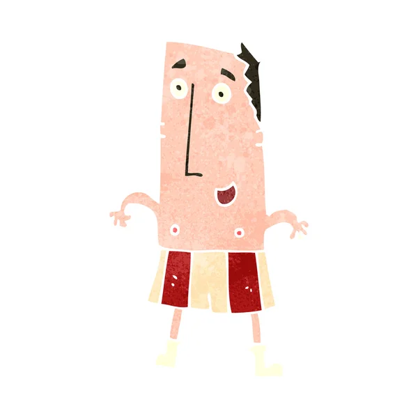 Hombre de dibujos animados retro en pantalones cortos de boxeador — Vector de stock