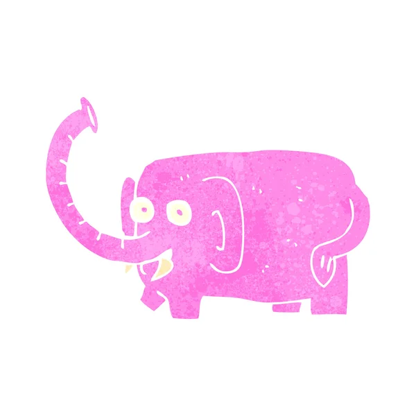 Éléphant rose dessin animé rétro — Image vectorielle