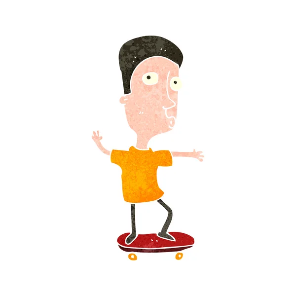 Retro cartoon jongen op skateboard — Stockvector