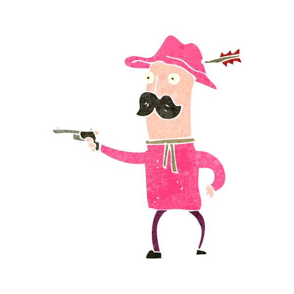 Retro cartone animato rosa cowboy — Vettoriale Stock