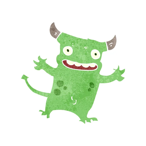 Gelukkig weinig retro cartoon monster — Stockvector