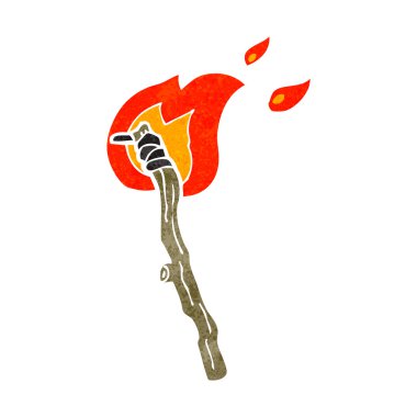 Retro yanan meşale çizgi film