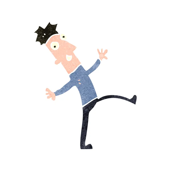 Ретро-мультфильм о счастливом ходячем человеке — стоковый вектор