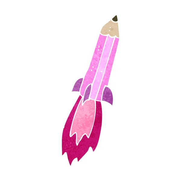 Retro-Cartoon rosa Bleistift Rakete — Stockvektor