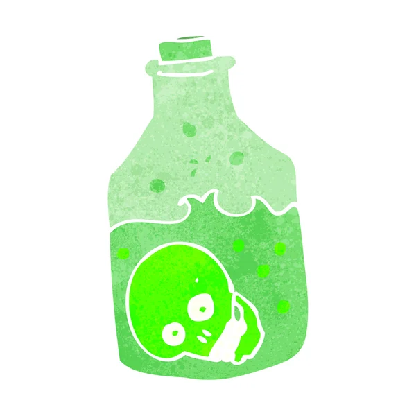 Retro cartoon skull in bottle — Stock Vector