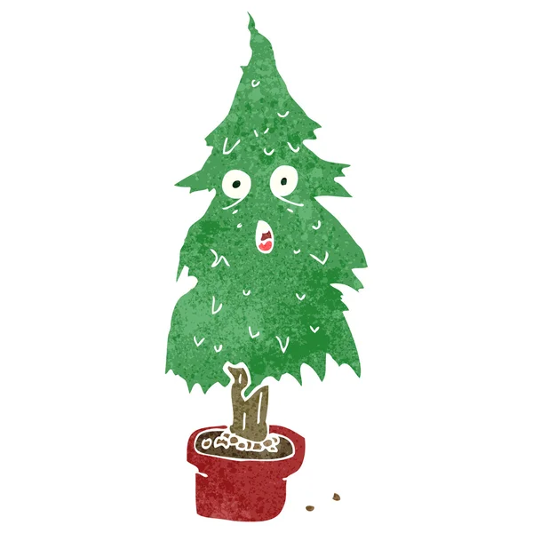 Retro cartoon ragged old christmas tree — Stock Vector