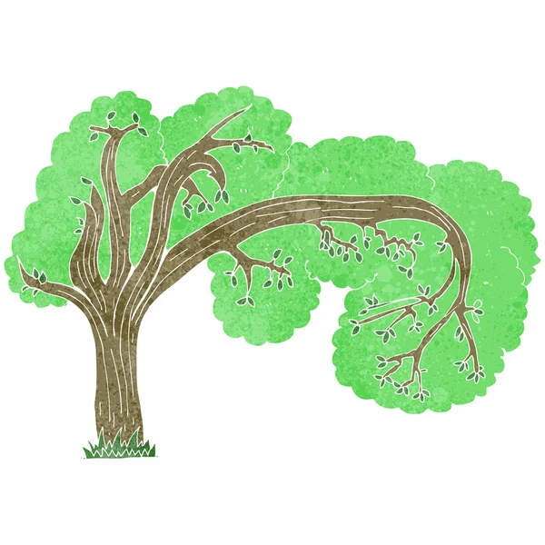 Árbol retro de dibujos animados retorcido — Vector de stock