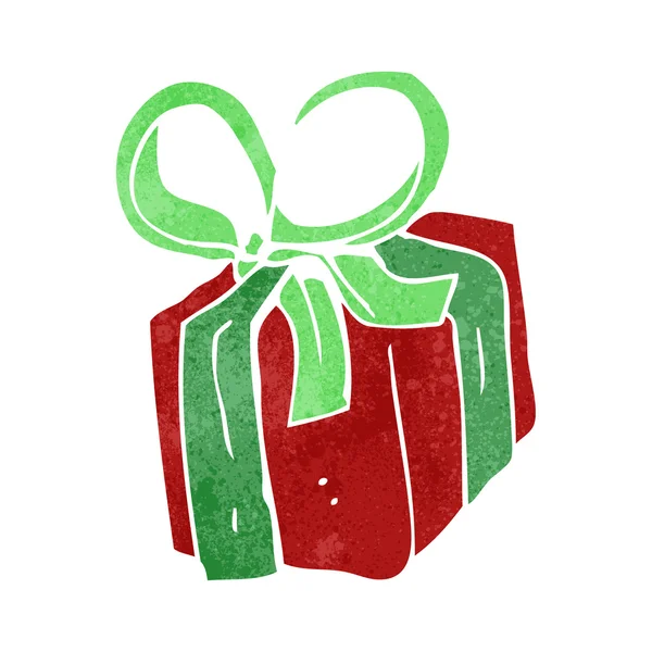Rétro dessin animé cadeau de Noël — Image vectorielle
