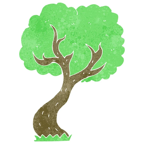 Rétro dessin animé arbre tordu — Image vectorielle