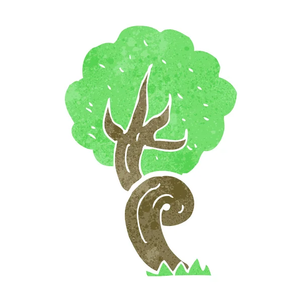 Krętych drzewo kreskówka retro — Wektor stockowy
