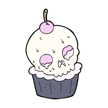 karikatür kafatası cupcake