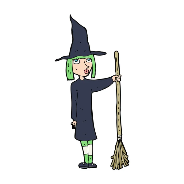 Witch with broom — Stock Vector