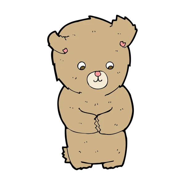 Cartoon shy teddy bear — Stock Vector