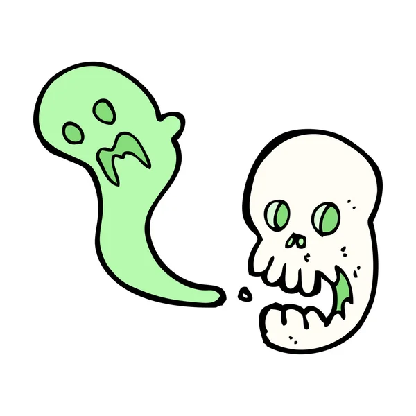 Cartoon ghost from skull — Stock Vector