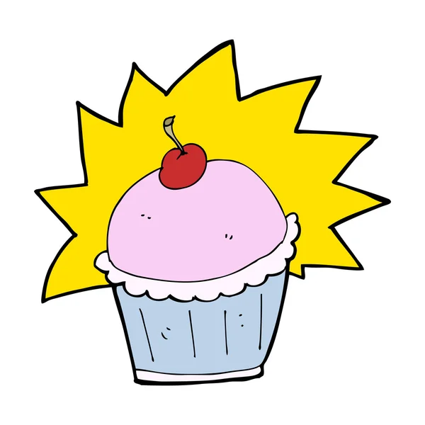 Γελοιογραφία cupcake με κεράσι — Διανυσματικό Αρχείο
