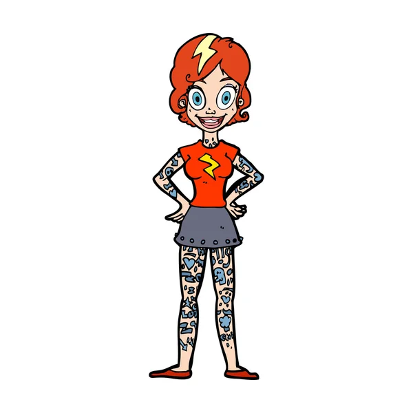 Cartoon tattooed woman — Stock Vector