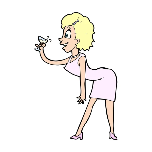 Kreslený žena s nápojem — Stockový vektor