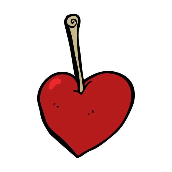 Caricatura corazón manzana — Vector de stock