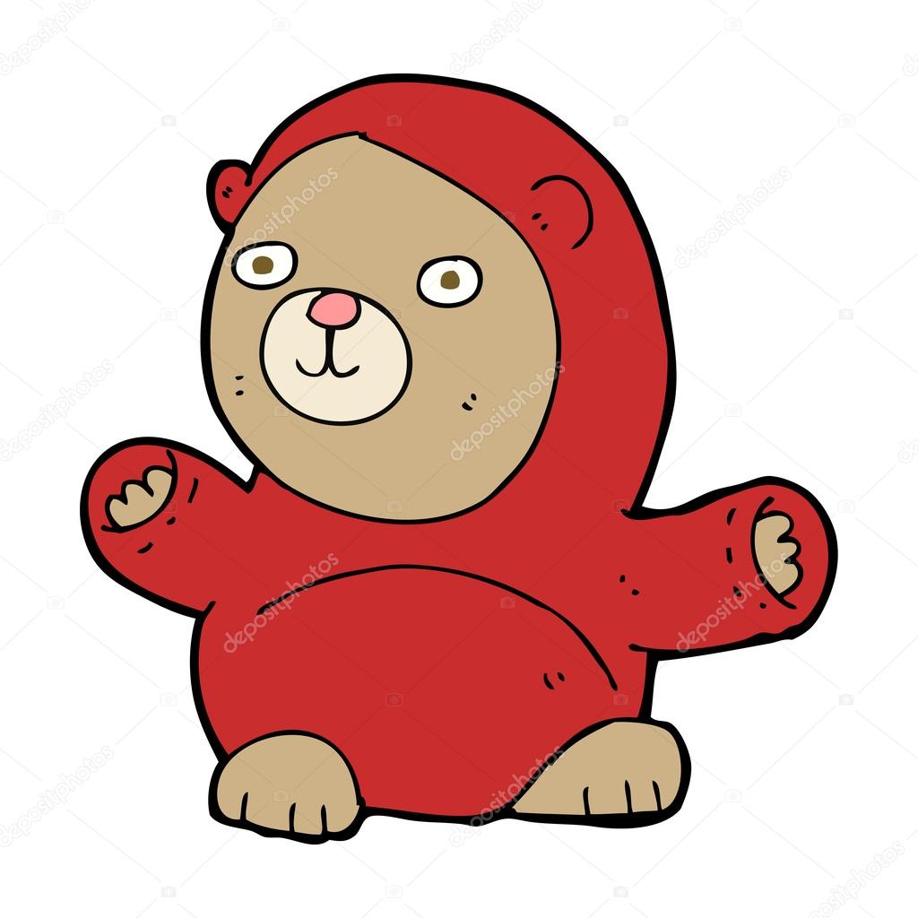 Cartoon teddy bear in hoodie