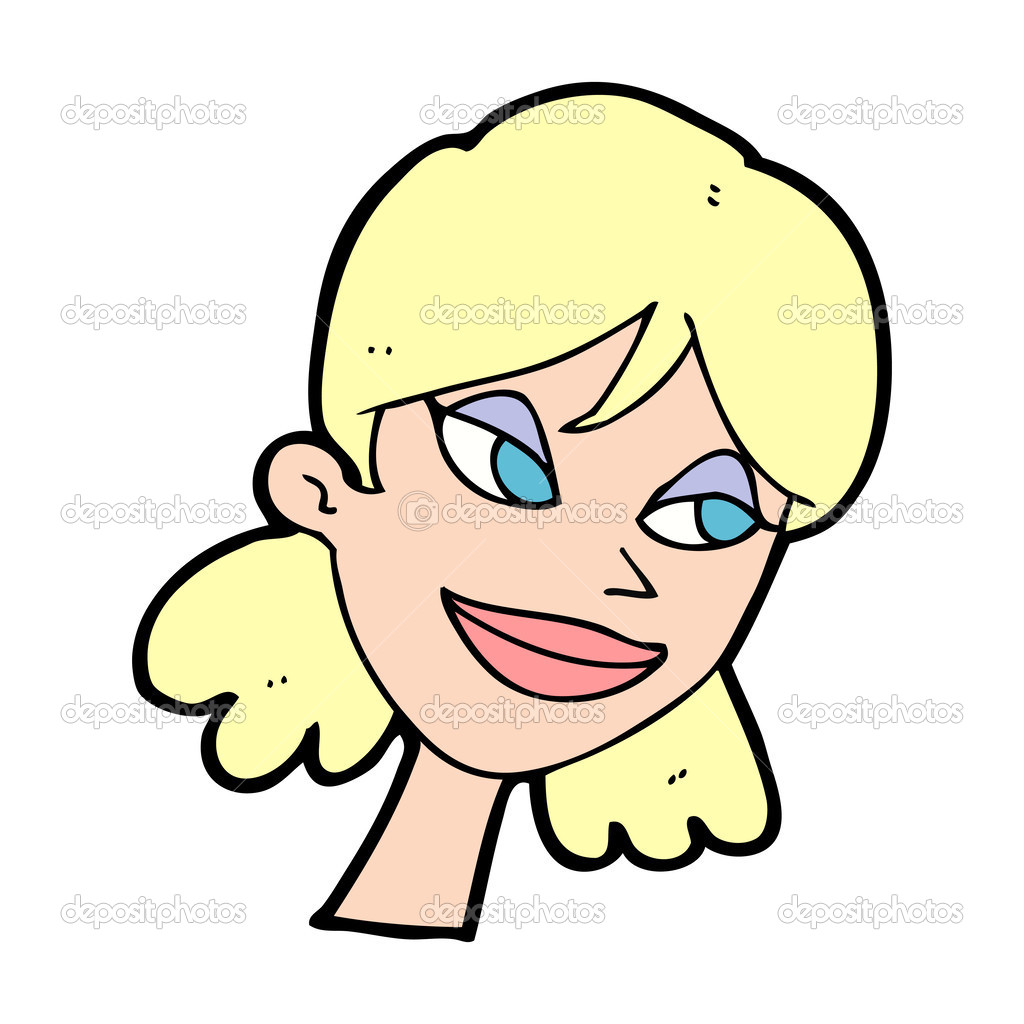 Testa femminile dei cartoni animati — Vettoriale Stock