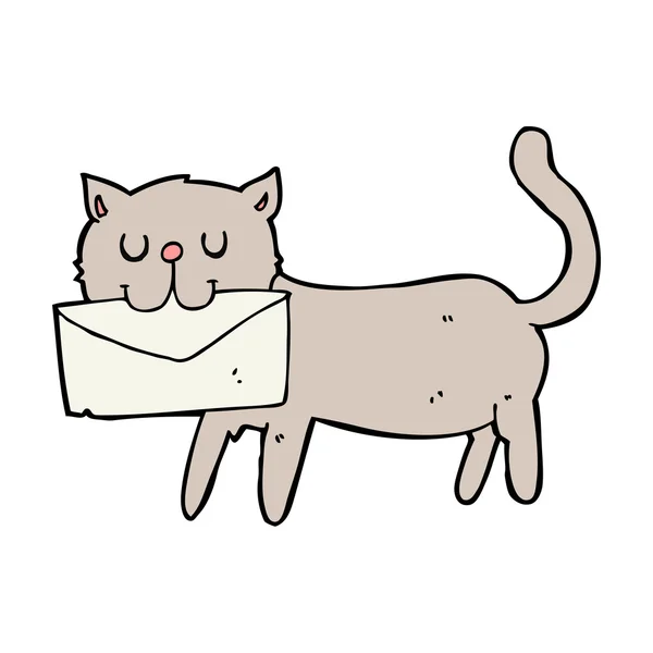 Kreslená kočka nesoucí dopis — Stockový vektor