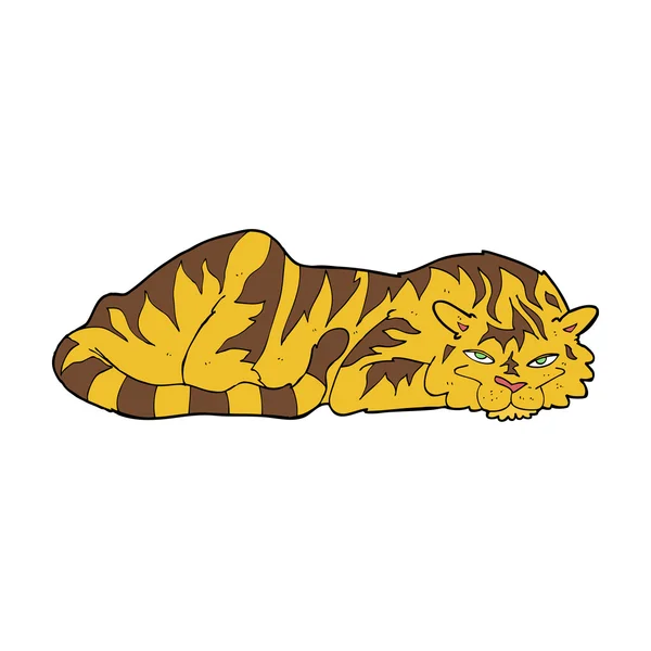 Tigre descansando de dibujos animados — Vector de stock
