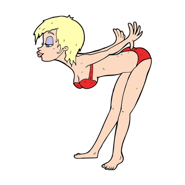 Cartoon bikini girl — Stock Vector