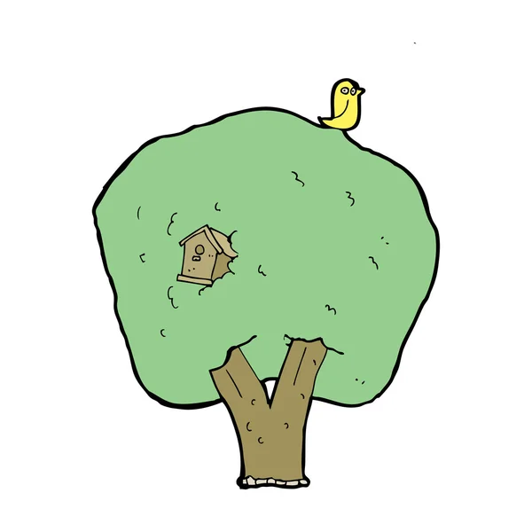 Cartoon träd med fågel — Stock vektor