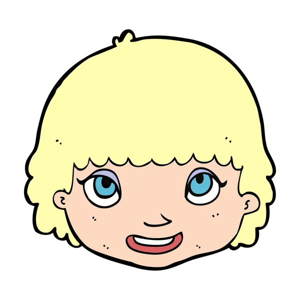 Chica bonita cabeza de dibujos animados — Vector de stock