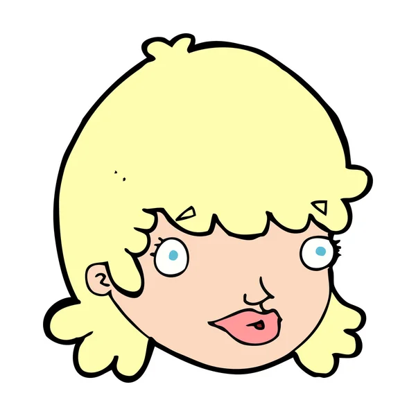 Shocked chica cabeza de dibujos animados — Vector de stock