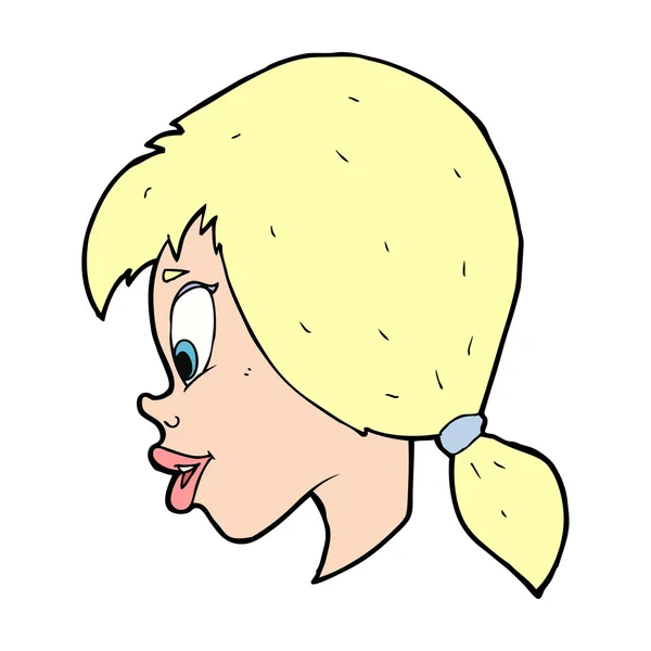 Pretty girl head cartoon — Stock Vector
