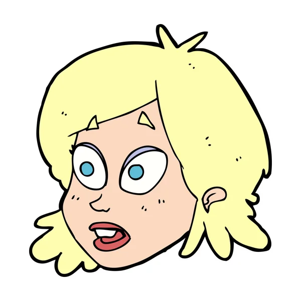 Shocked chica cabeza de dibujos animados — Vector de stock