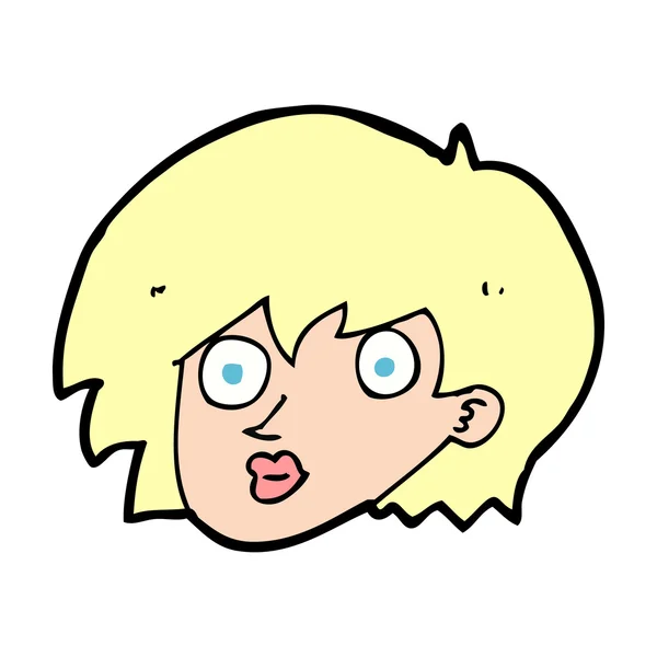Shocked chica cabeza de dibujos animados — Vector de stock