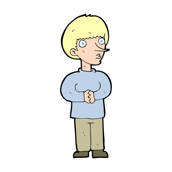 Kreslený kluk s dlouhým nosem — Stockový vektor