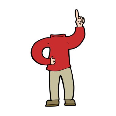 Karikatür başsız vücut ve yükseltilmiş el.